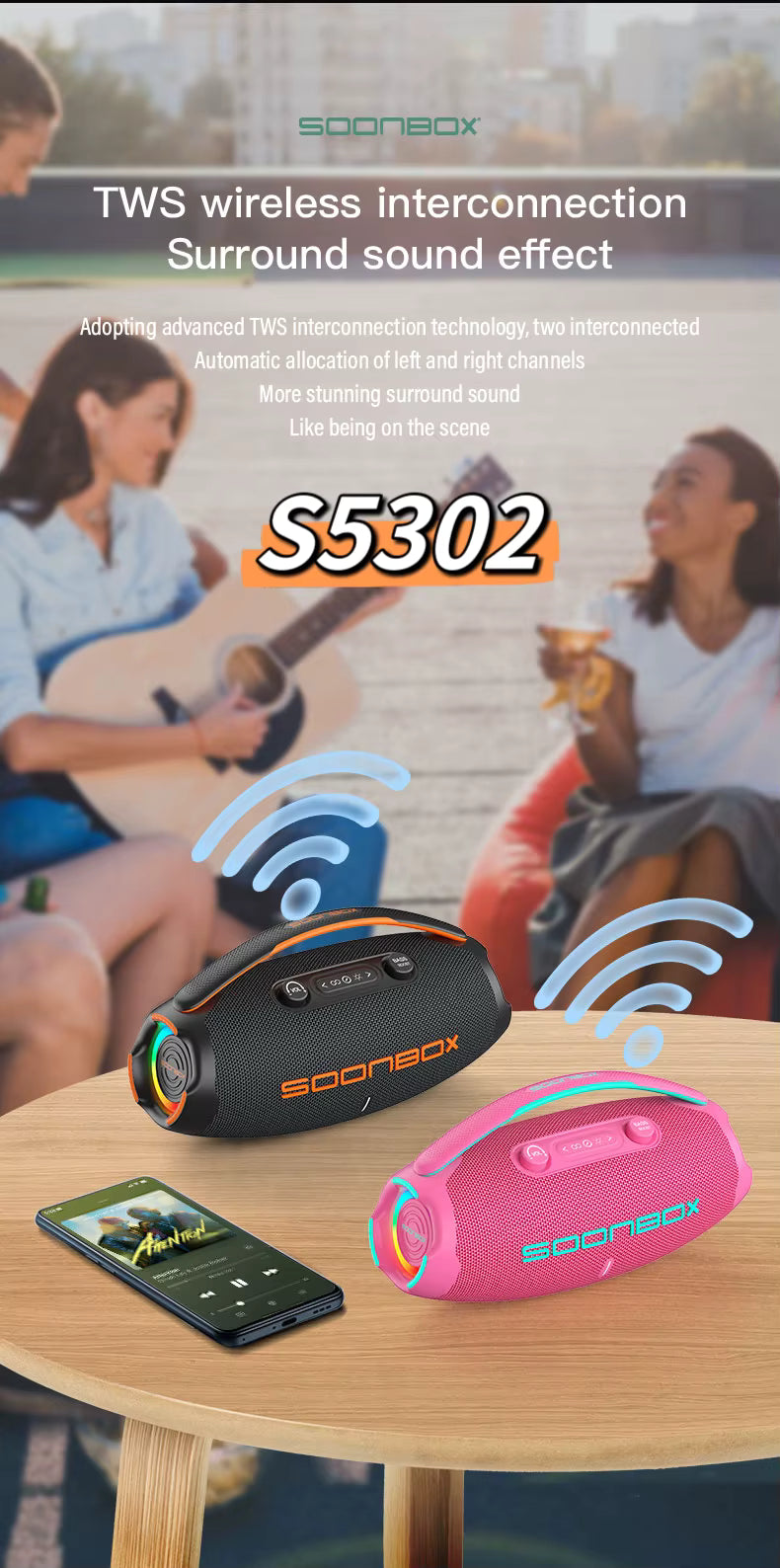 Soonbox S5302 RGB Wireless Outdoor Speaker Soonbox S5302 RGB Wireless Outdoor Speaker